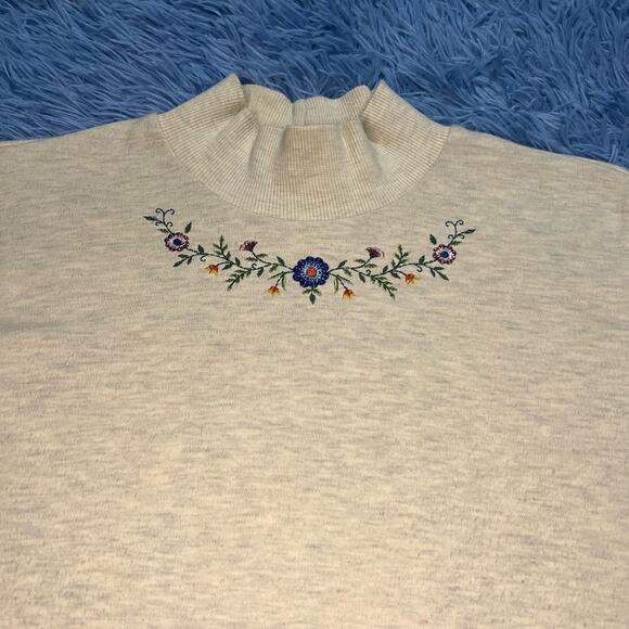 VINTAGE Alfred Dunner Flower Mock Neck Sweater Size Medium Petite Women’s Y2K - Picture 3 of 11